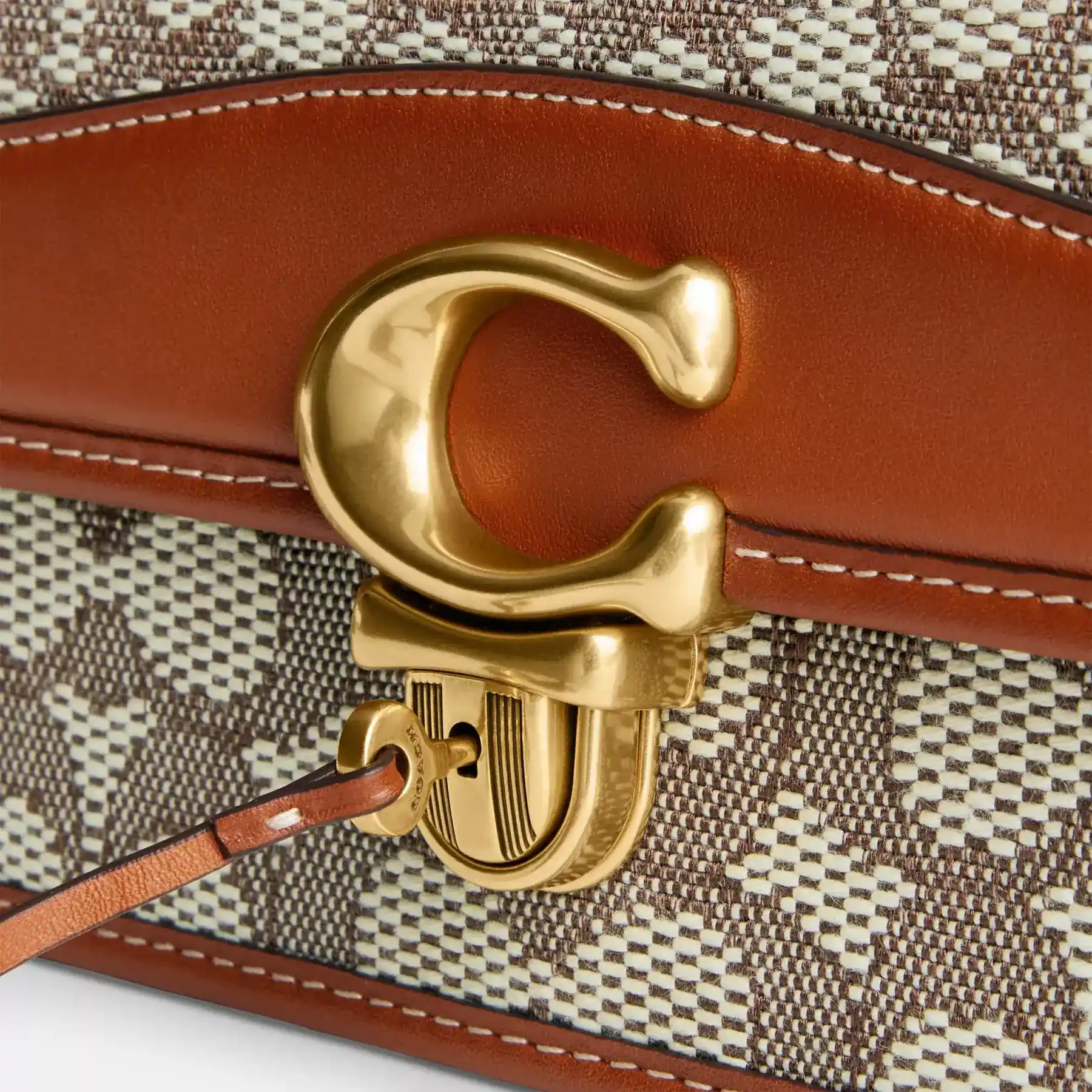 Studio Baguette Bag In Signature Textile Jacquard Cocoa Burnished Amb Studio Baguette Bag In Signature Textile Jacquard Cocoa Burnished Amb