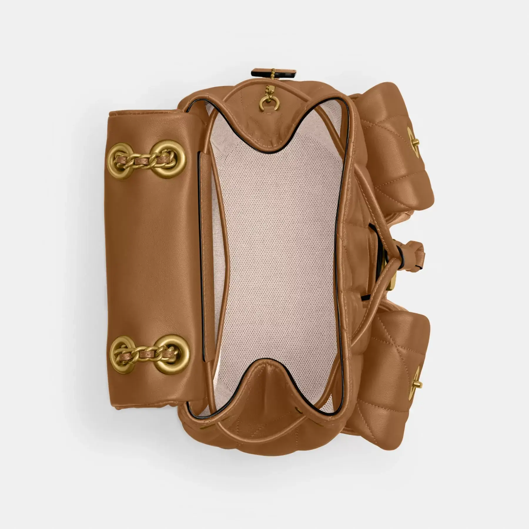 Tabby Backpack With Pillow Quilting Honey Brown Tabby Backpack With Pillow Quilting Honey Brown