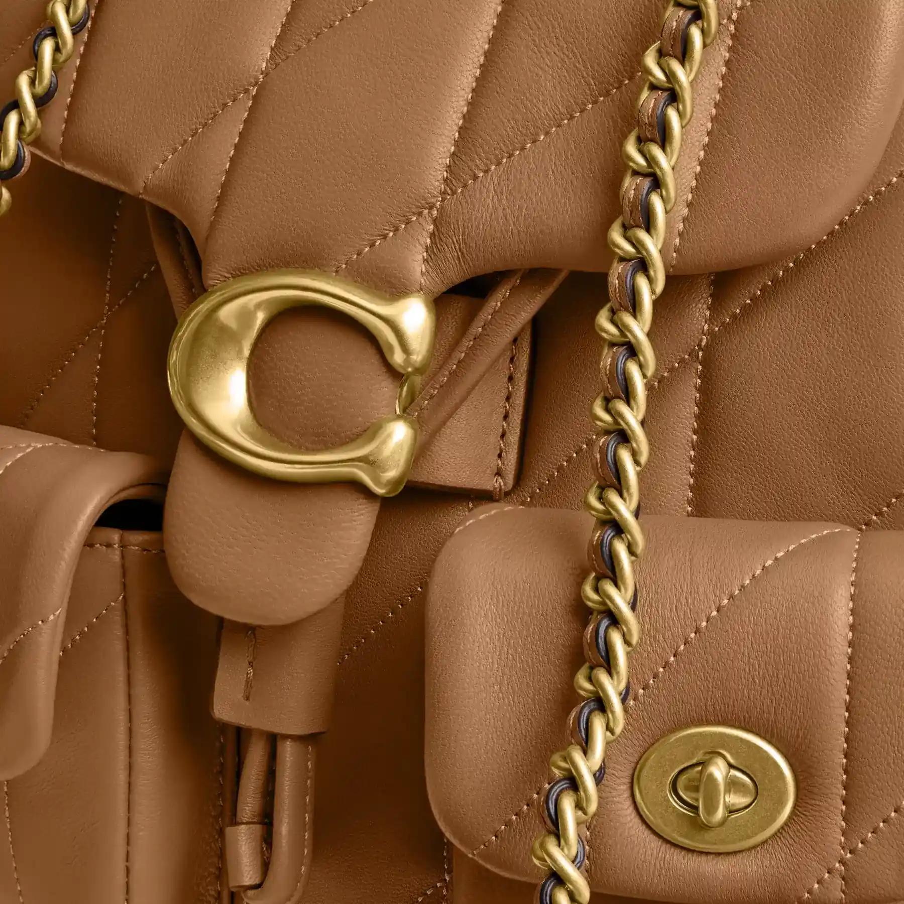 Tabby Backpack With Pillow Quilting Honey Brown Tabby Backpack With Pillow Quilting Honey Brown