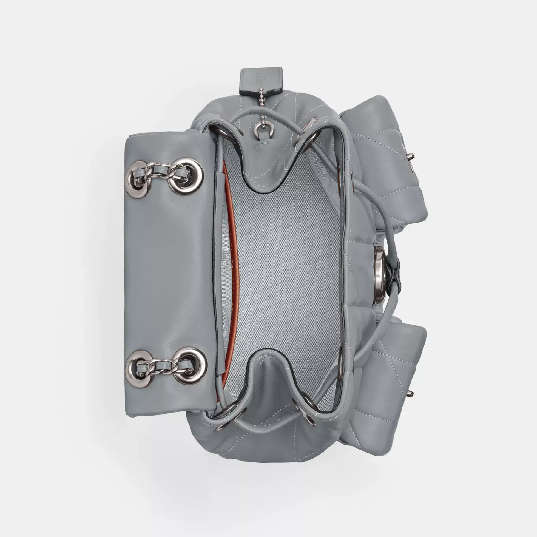 Tabby Backpack With Quilting Grey Blue Tabby Backpack With Quilting Grey Blue