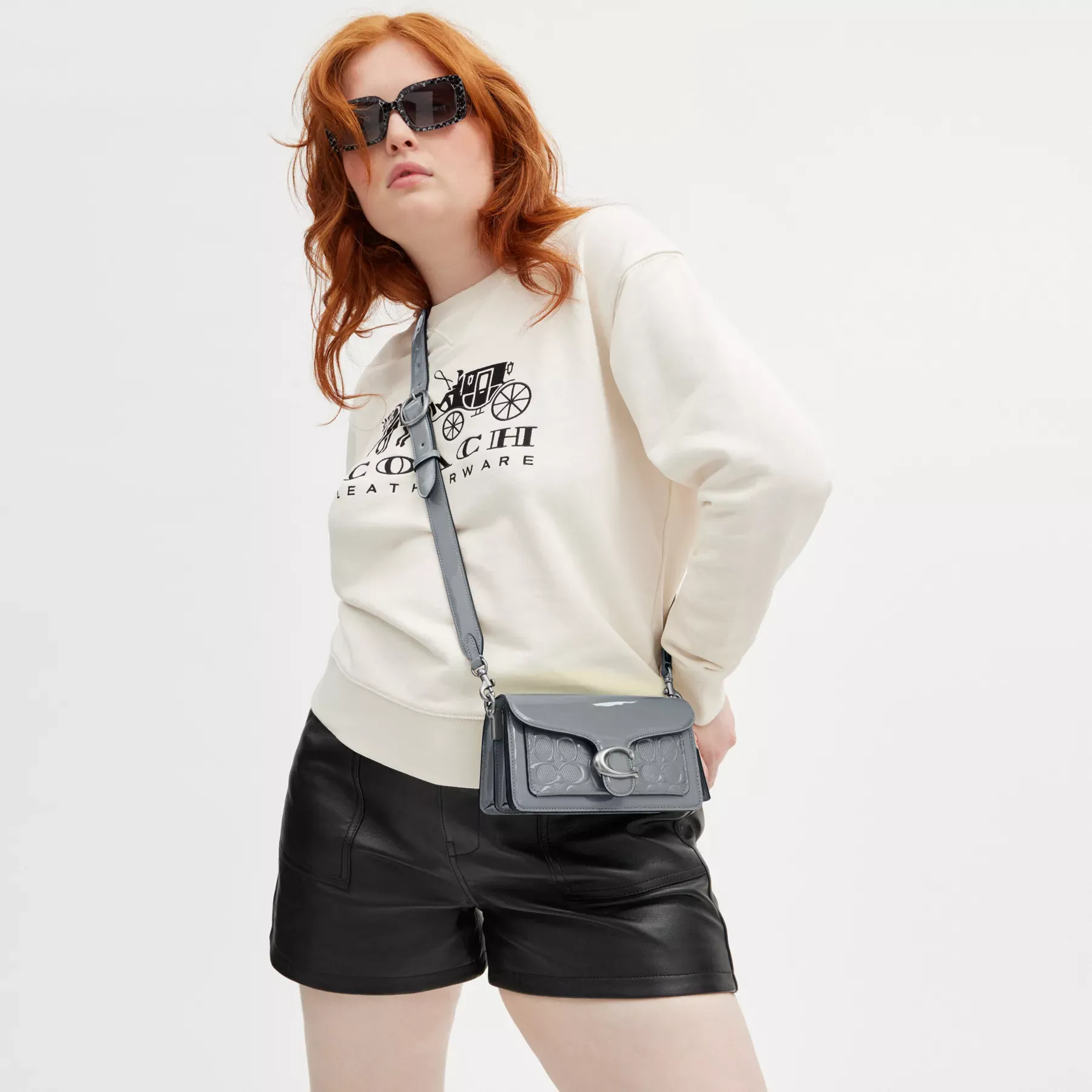 Tabby Shoulder Bag 20 In Signature Leather Grey Blue Tabby Shoulder Bag 20 In Signature Leather Grey Blue