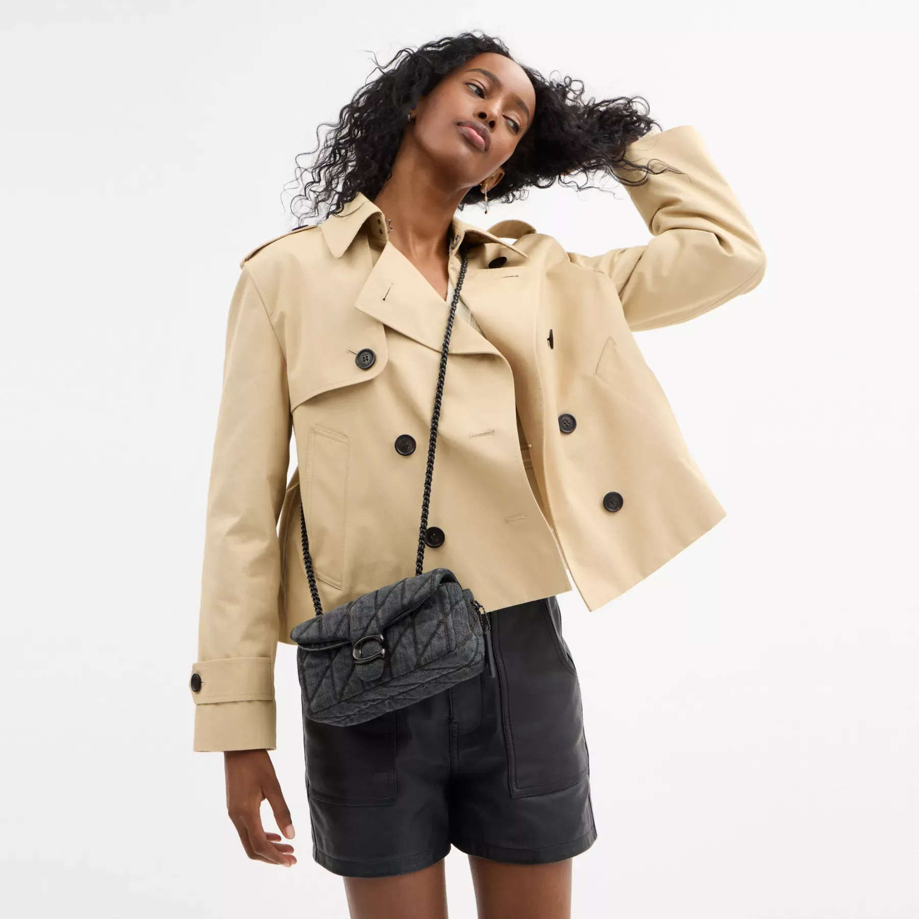 Tabby Shoulder Bag 20 With Quilting Washed Grey Tabby Shoulder Bag 20 With Quilting Washed Grey