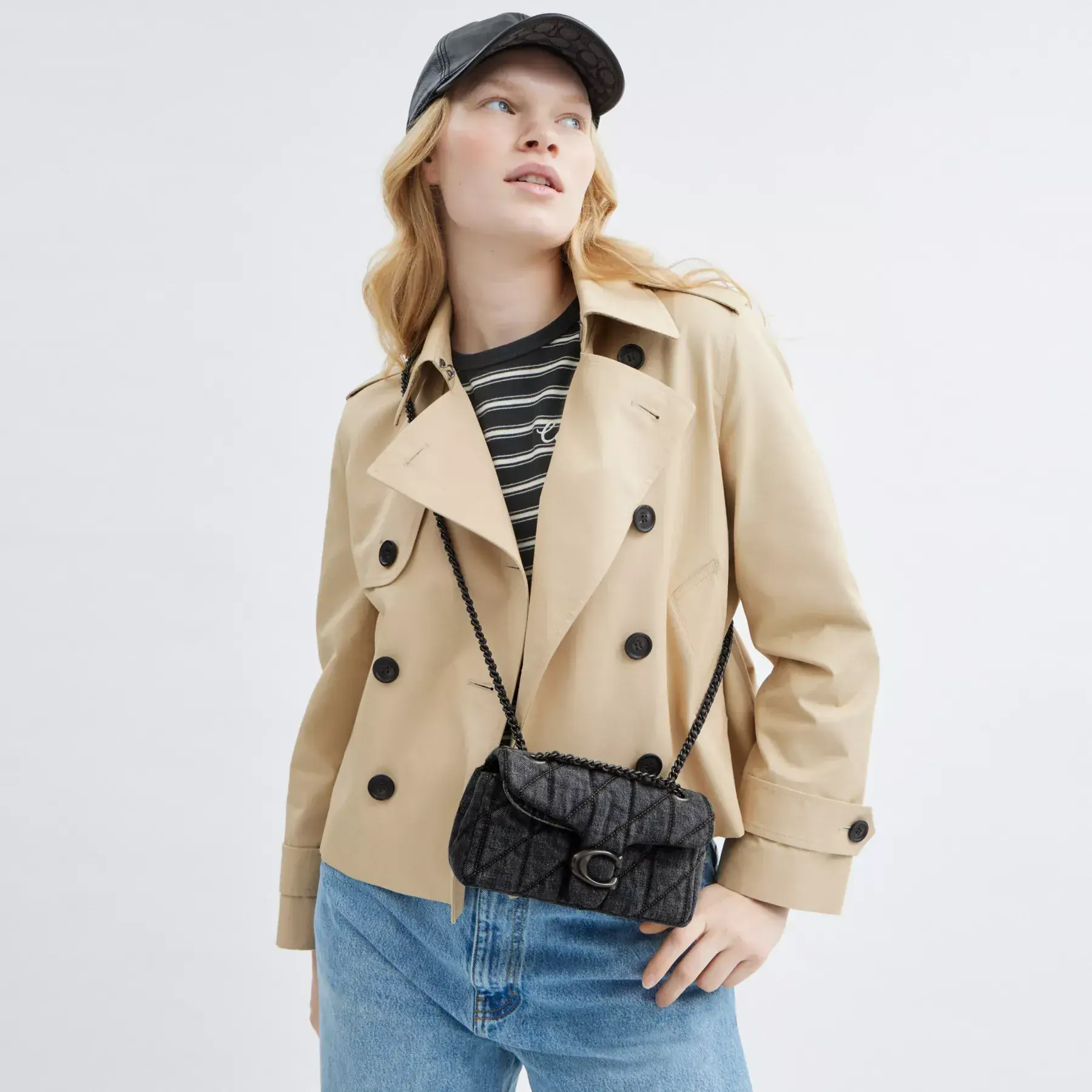 Tabby Shoulder Bag 20 With Quilting Washed Grey Tabby Shoulder Bag 20 With Quilting Washed Grey