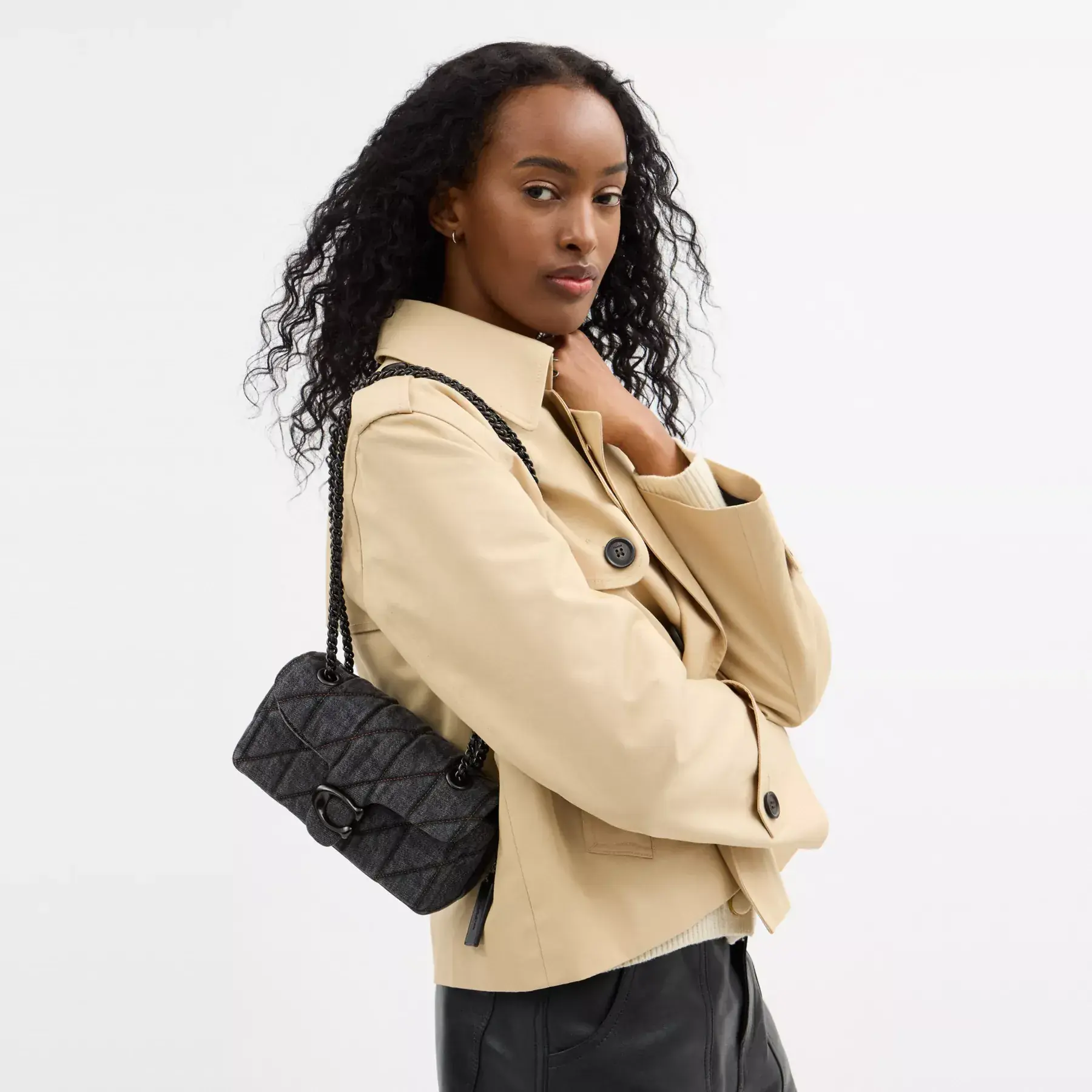 Tabby Shoulder Bag 20 With Quilting Washed Grey Tabby Shoulder Bag 20 With Quilting Washed Grey