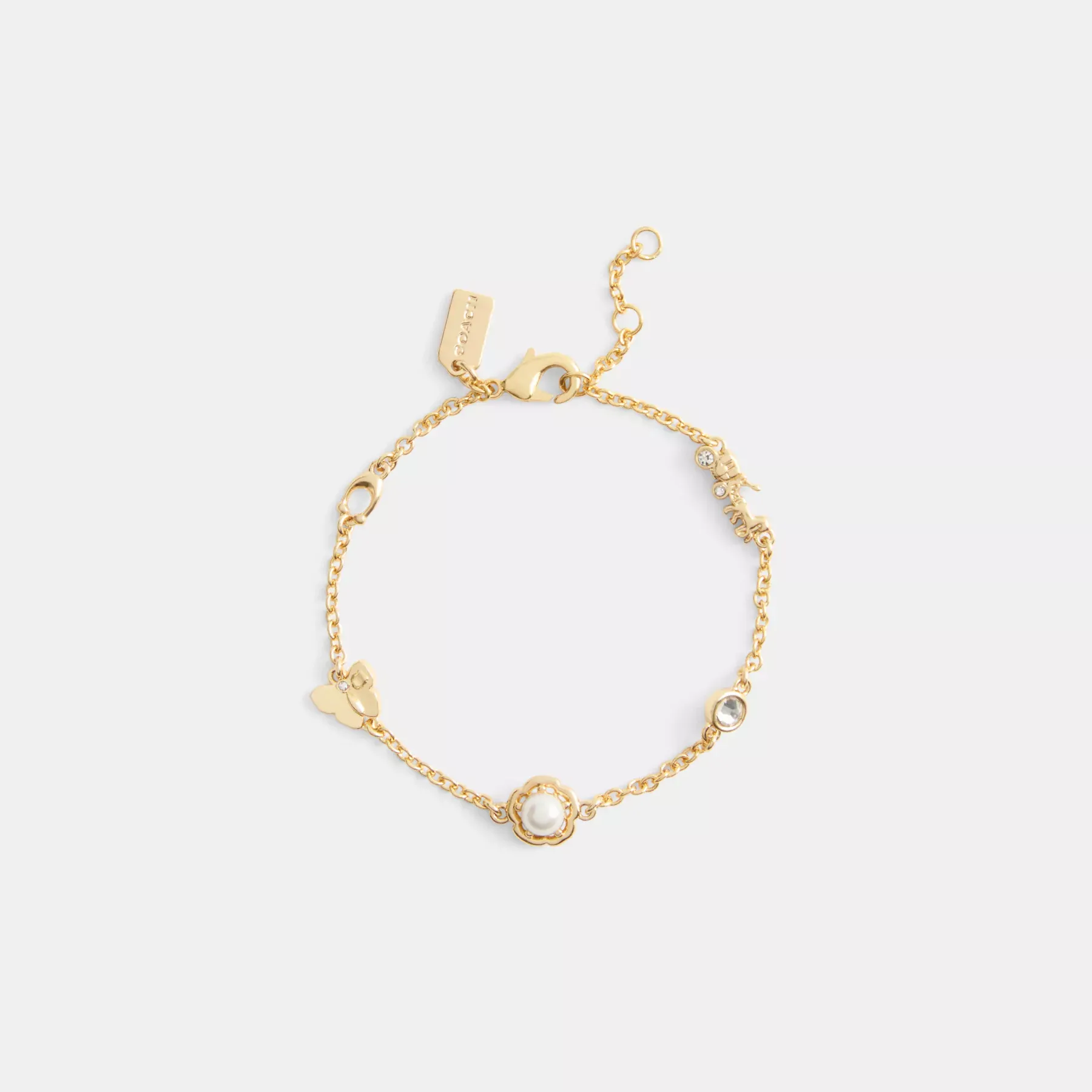 Tea Rose Pearl Linear Bracelet Gold/Pearl