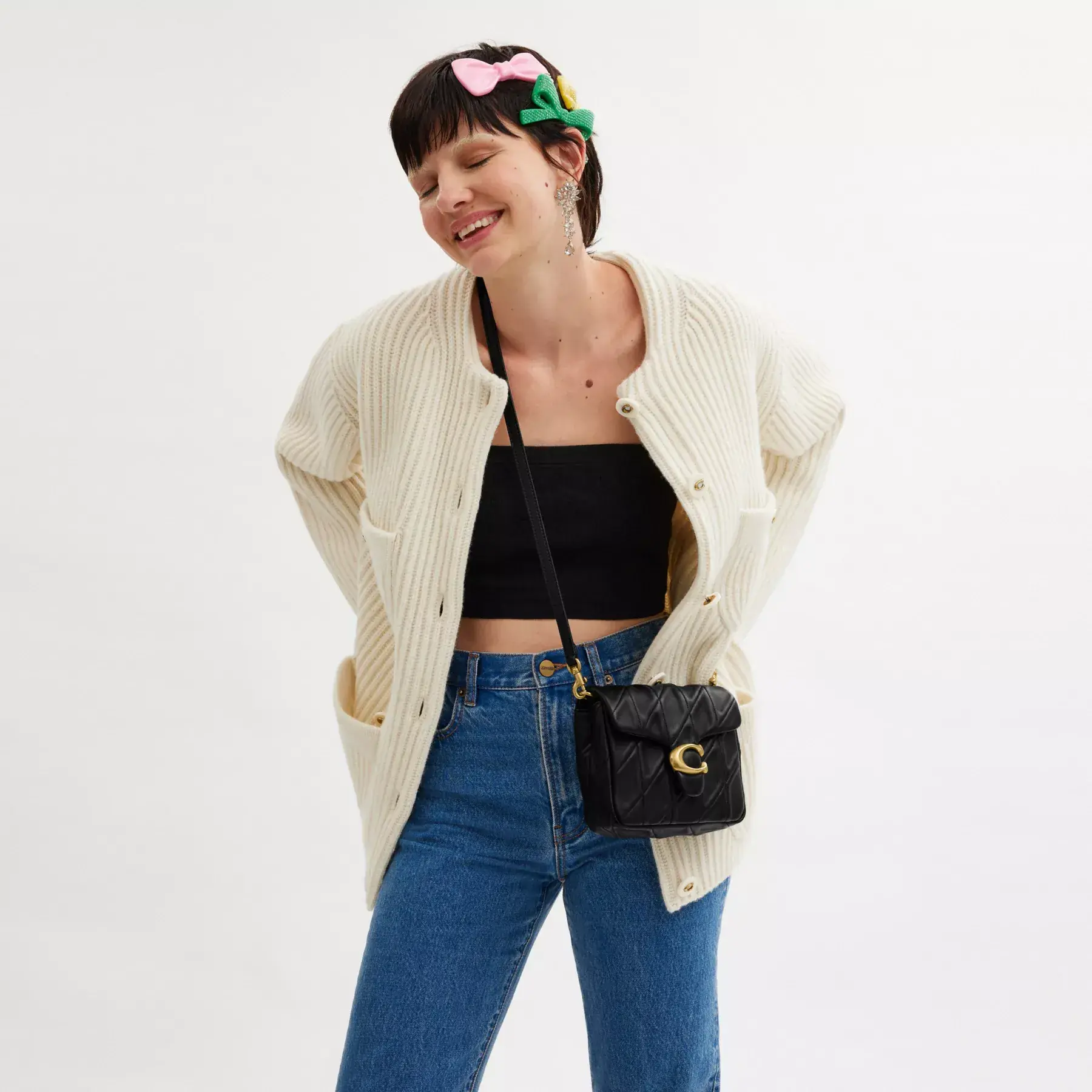 Times Square Tabby Shoulder Bag 17 With Quilting Black Times Square Tabby Shoulder Bag 17 With Quilting Black