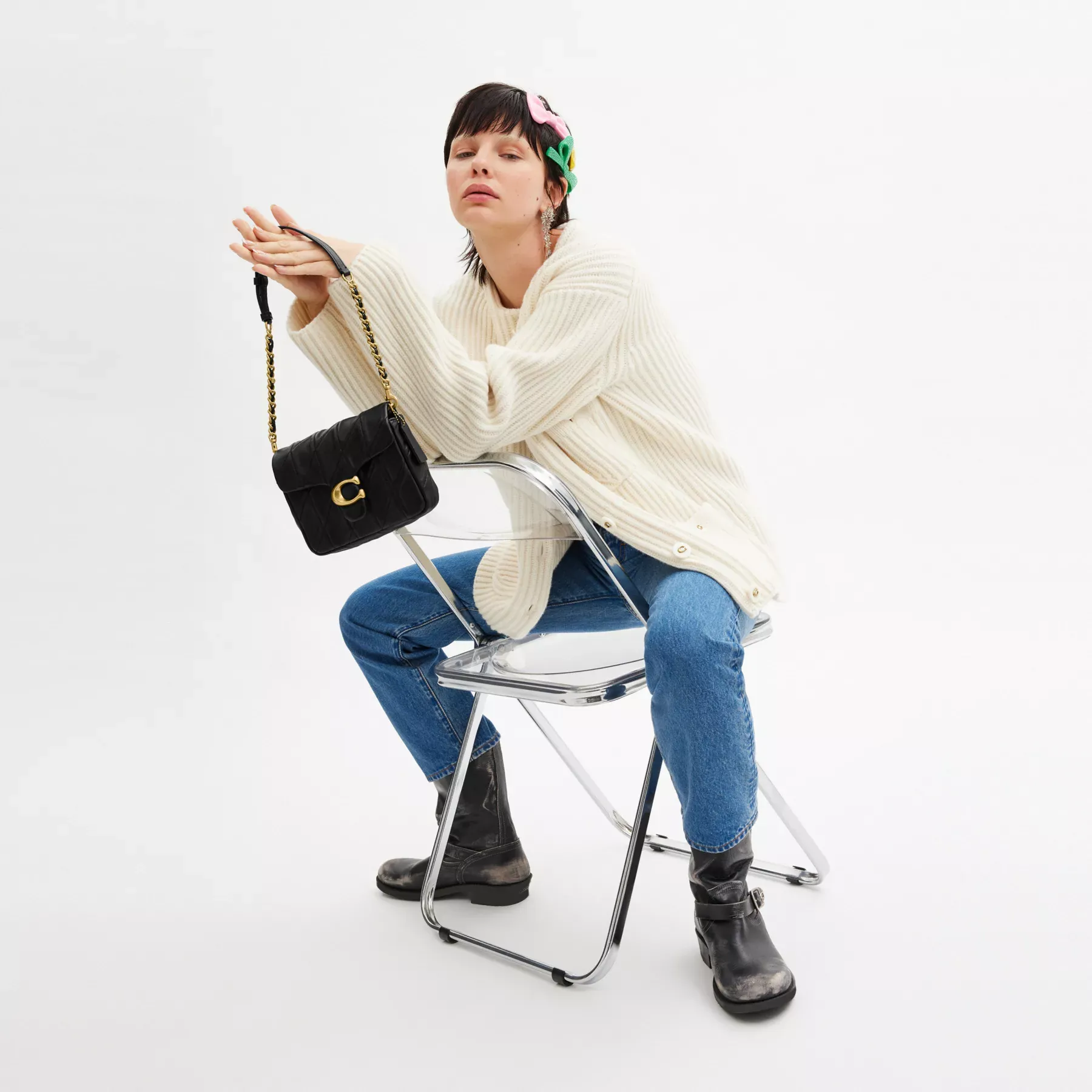 Times Square Tabby Shoulder Bag 17 With Quilting Black Times Square Tabby Shoulder Bag 17 With Quilting Black