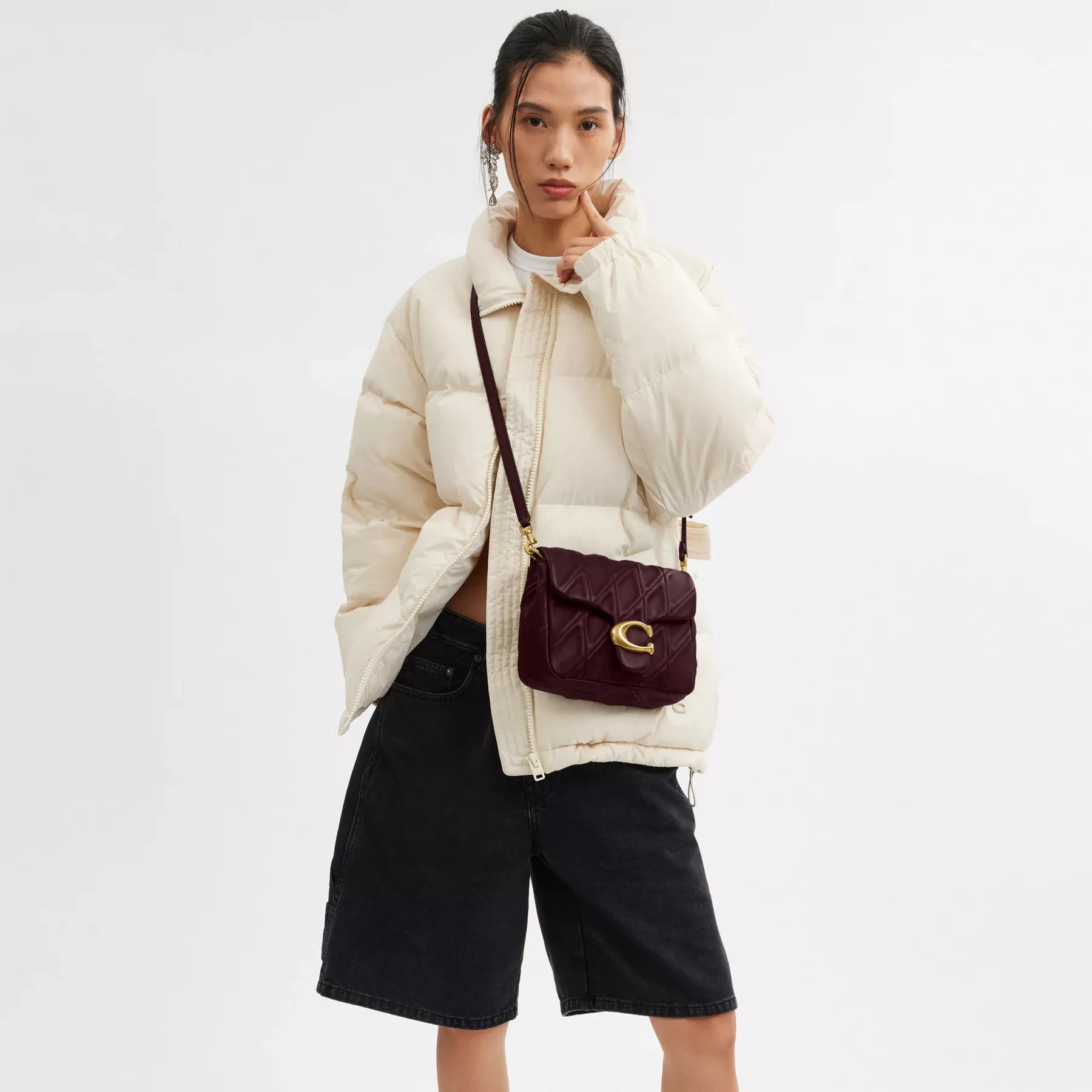 Times Square Tabby Shoulder Bag With Quilting Merlot Times Square Tabby Shoulder Bag With Quilting Merlot