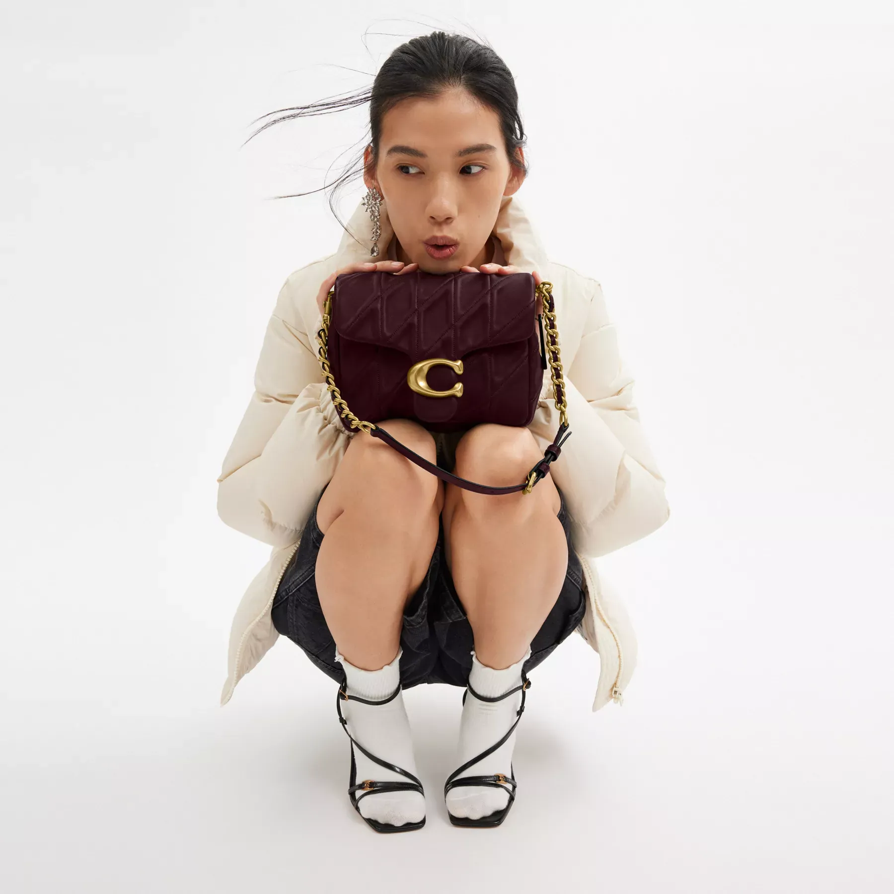 Times Square Tabby Shoulder Bag With Quilting Merlot Times Square Tabby Shoulder Bag With Quilting Merlot