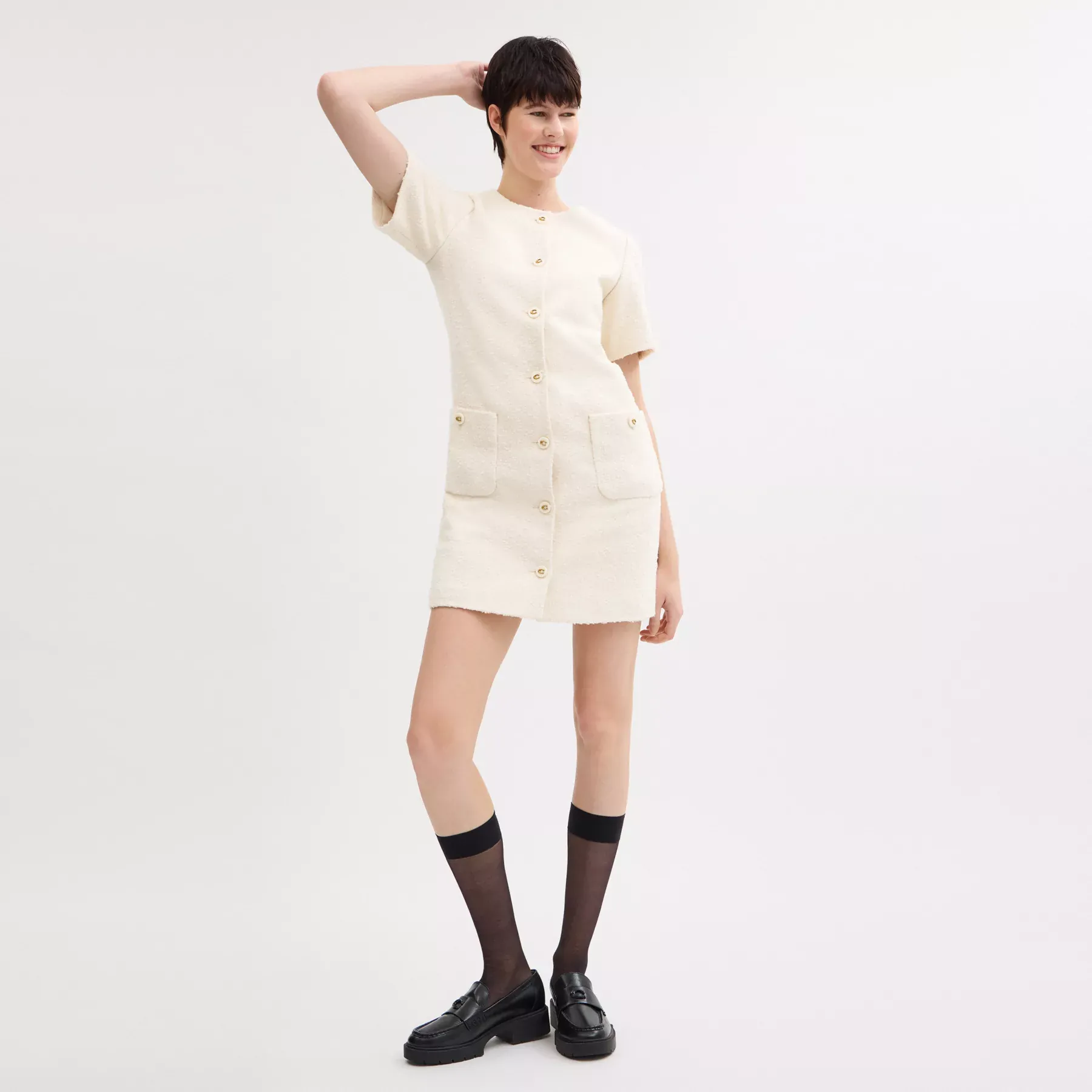 Tweed Dress Cream Tweed Dress Cream