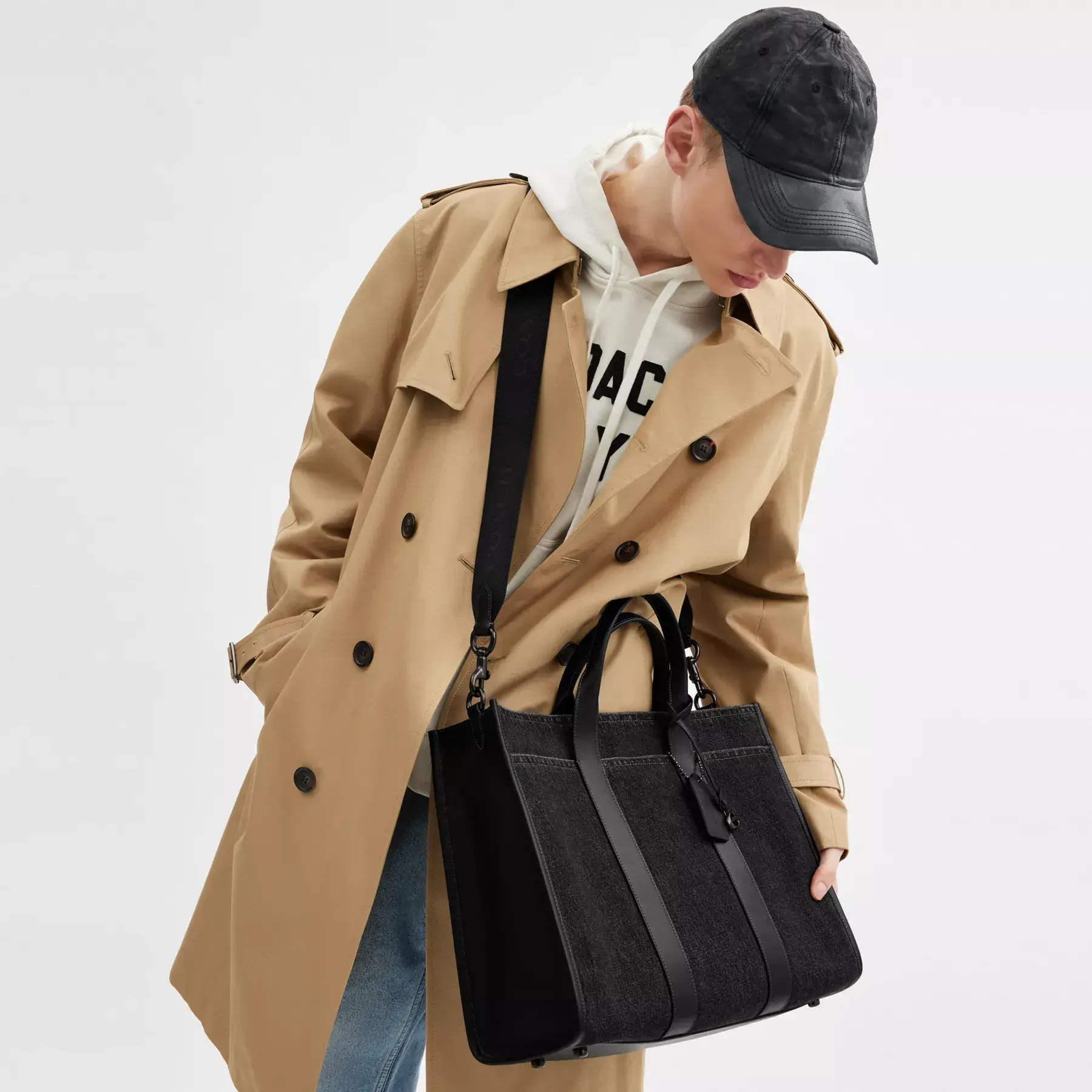 Wesley Tote In Denim Washed Black Wesley Tote In Denim Washed Black