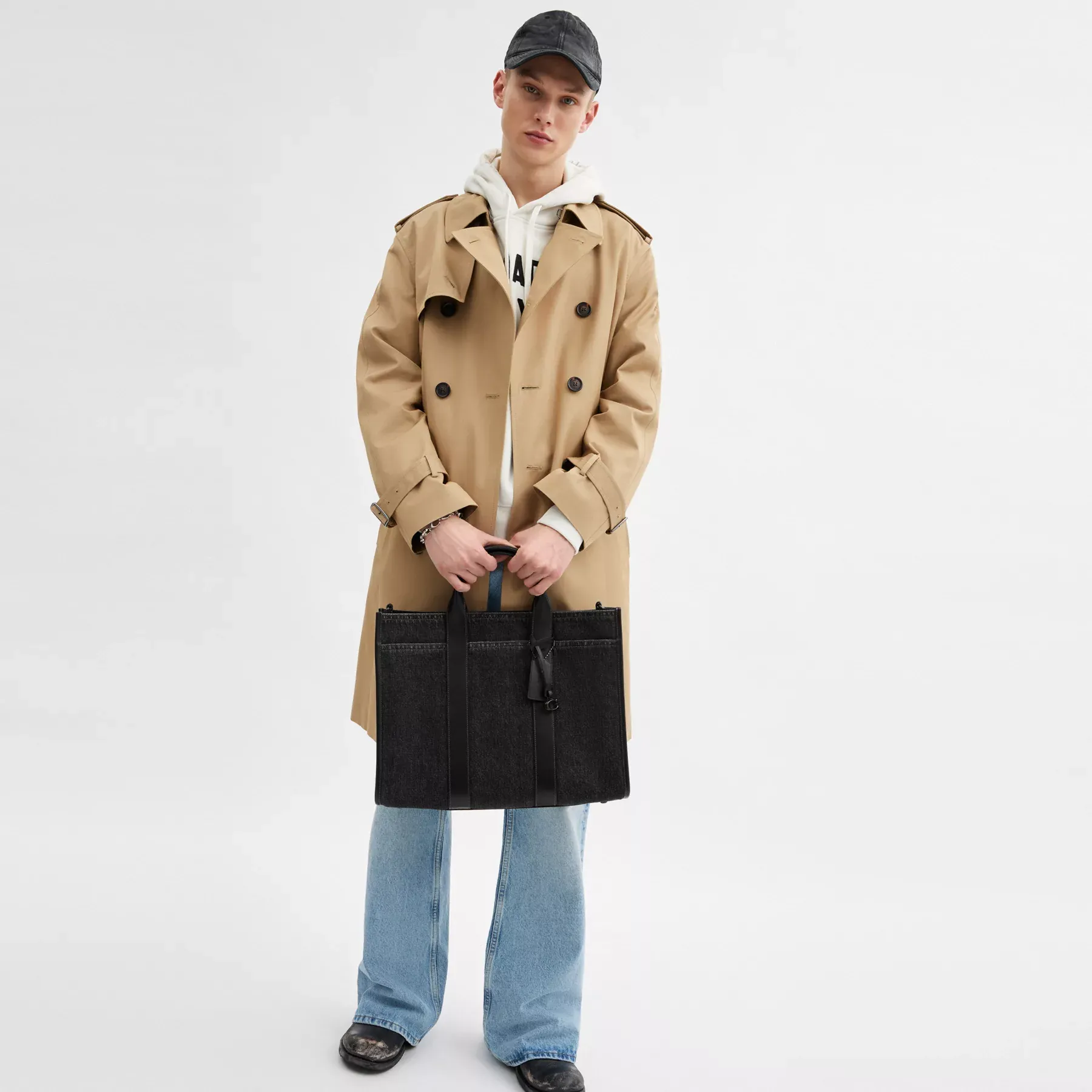 Wesley Tote In Denim Washed Black Wesley Tote In Denim Washed Black