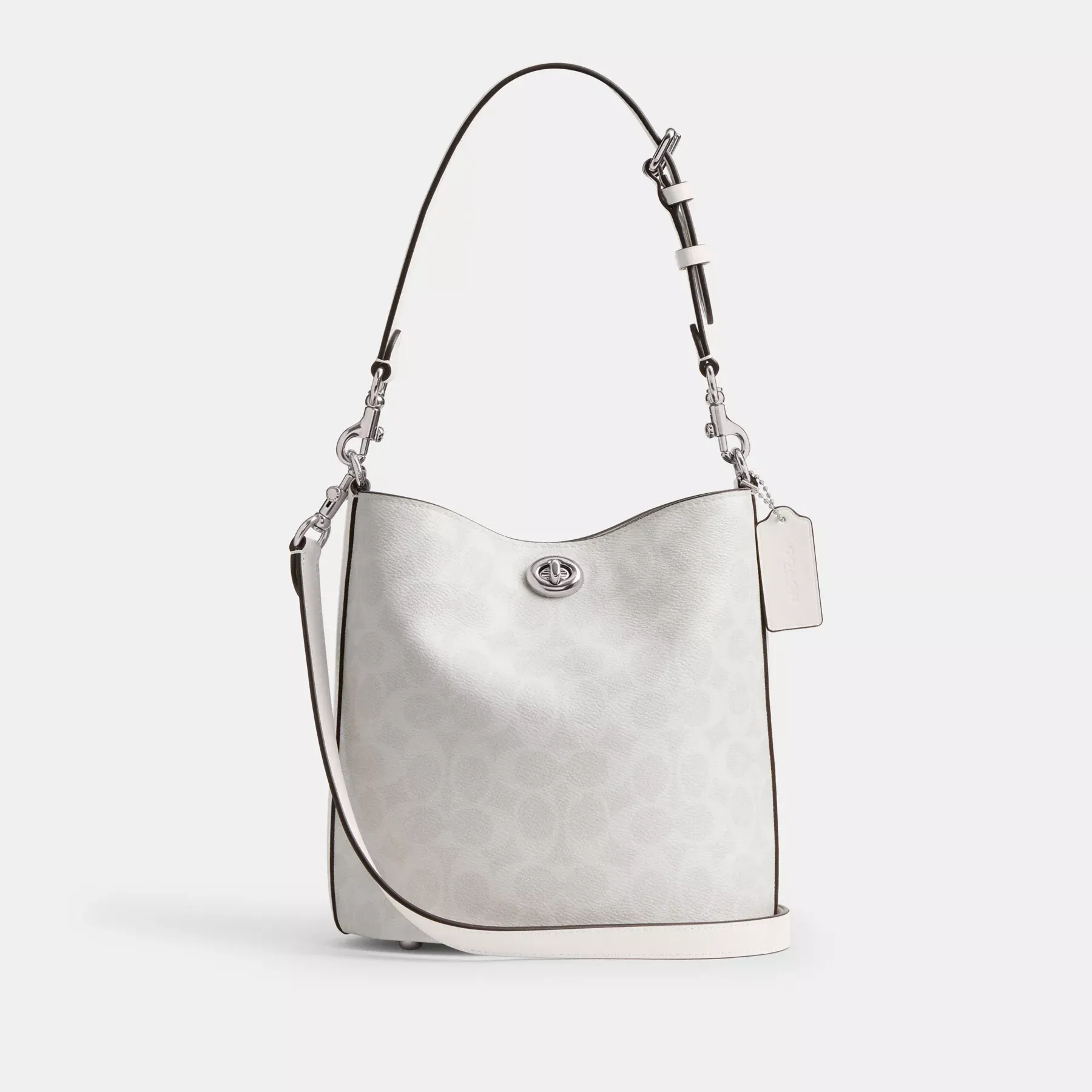Willow Soft Bucket Bag 19 In Signature Canvas White Chalk