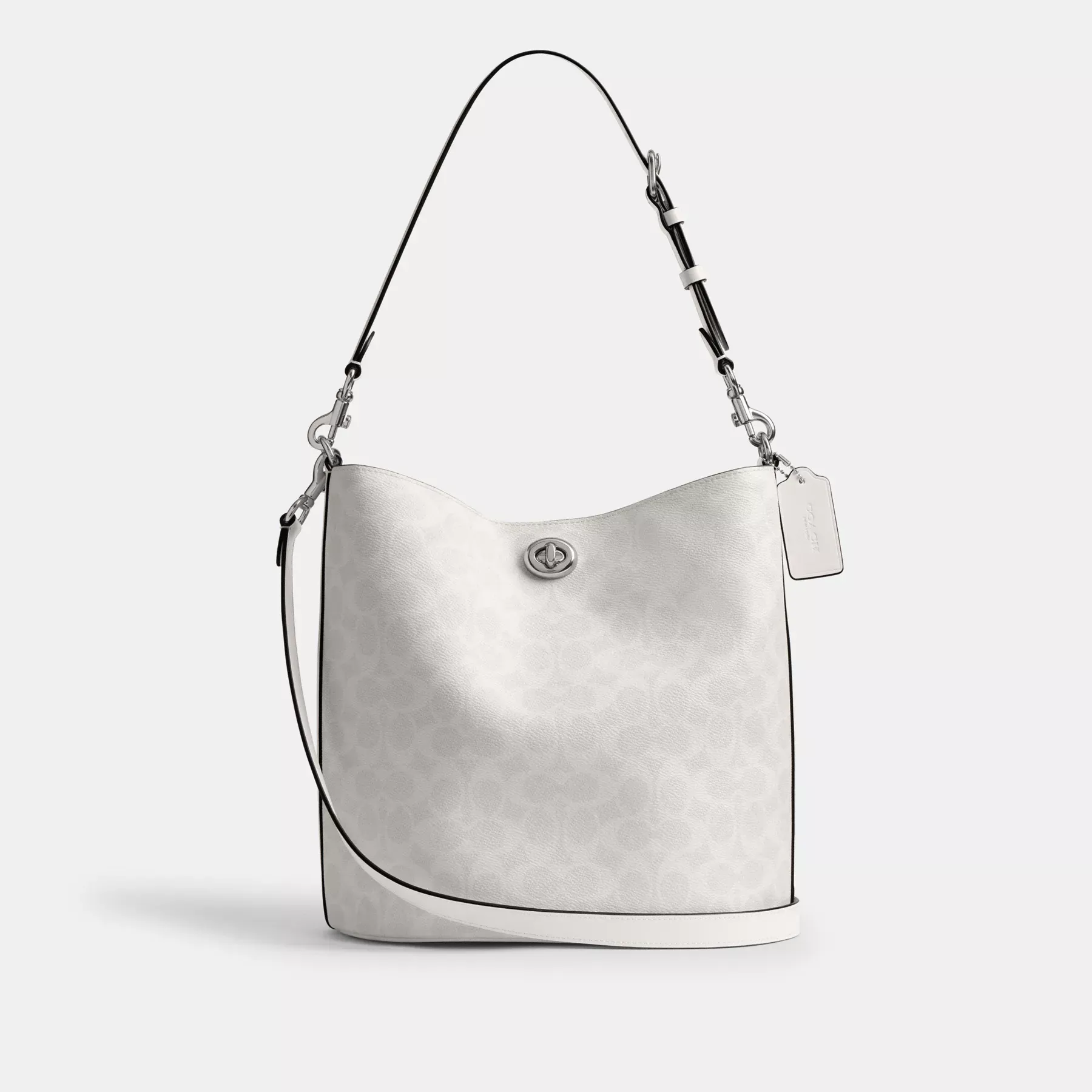 Willow Soft Bucket Bag In Signature Canvas White Chalk