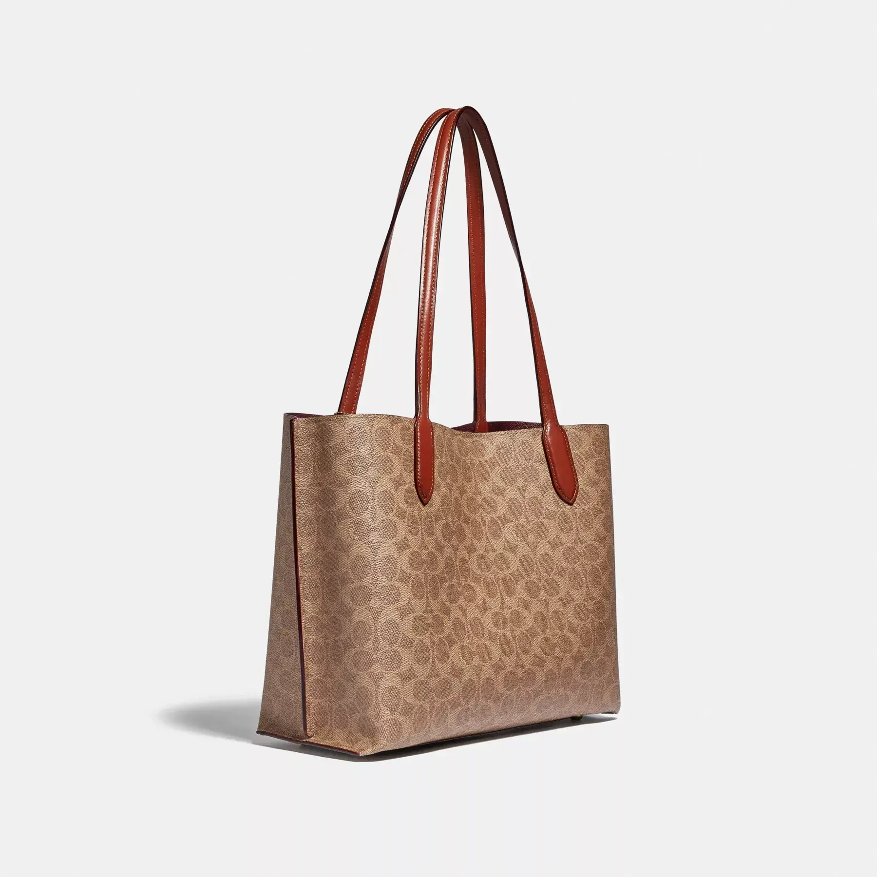 Willow Tote Bag In Signature Canvas Tan Rust