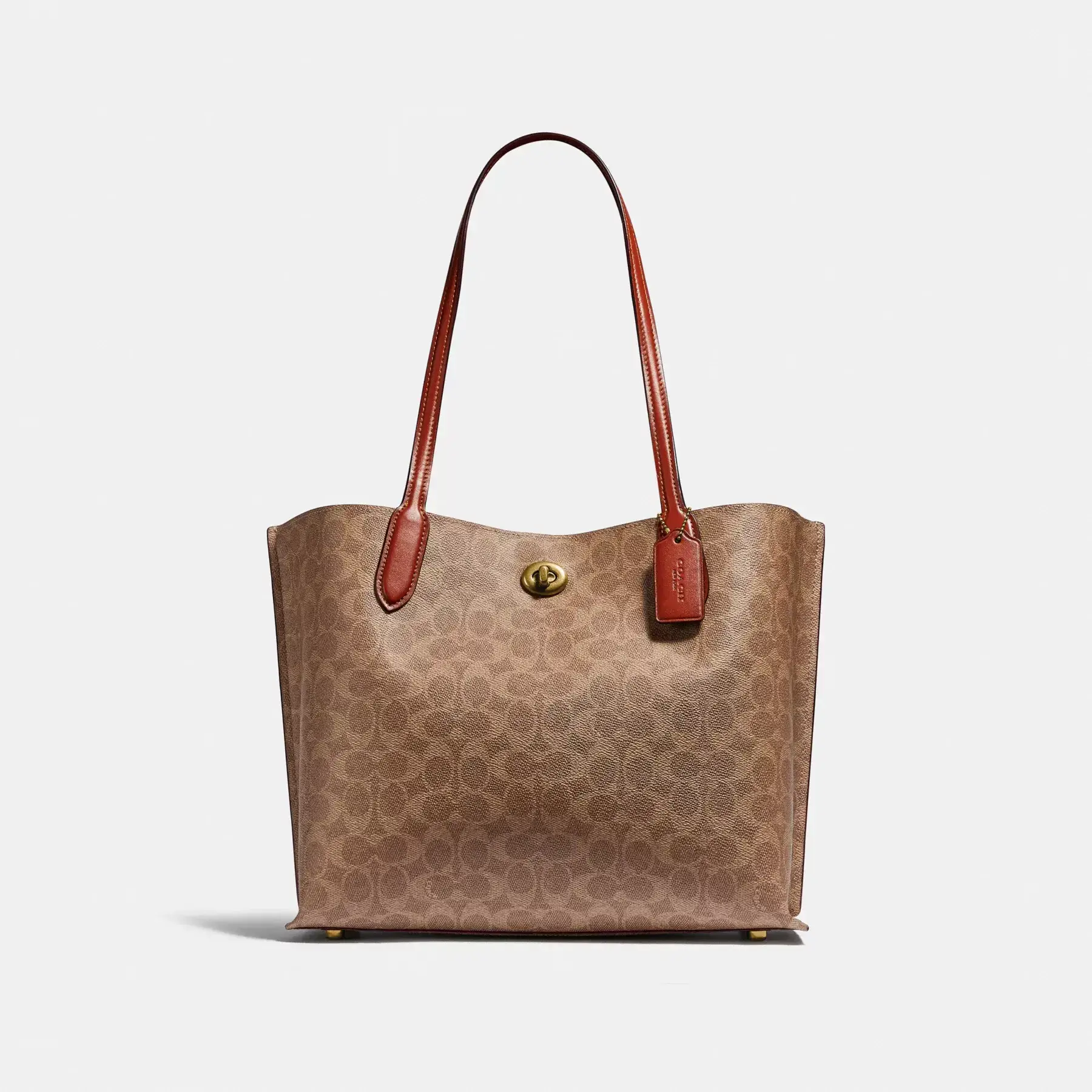 Willow Tote Bag In Signature Canvas Tan Rust