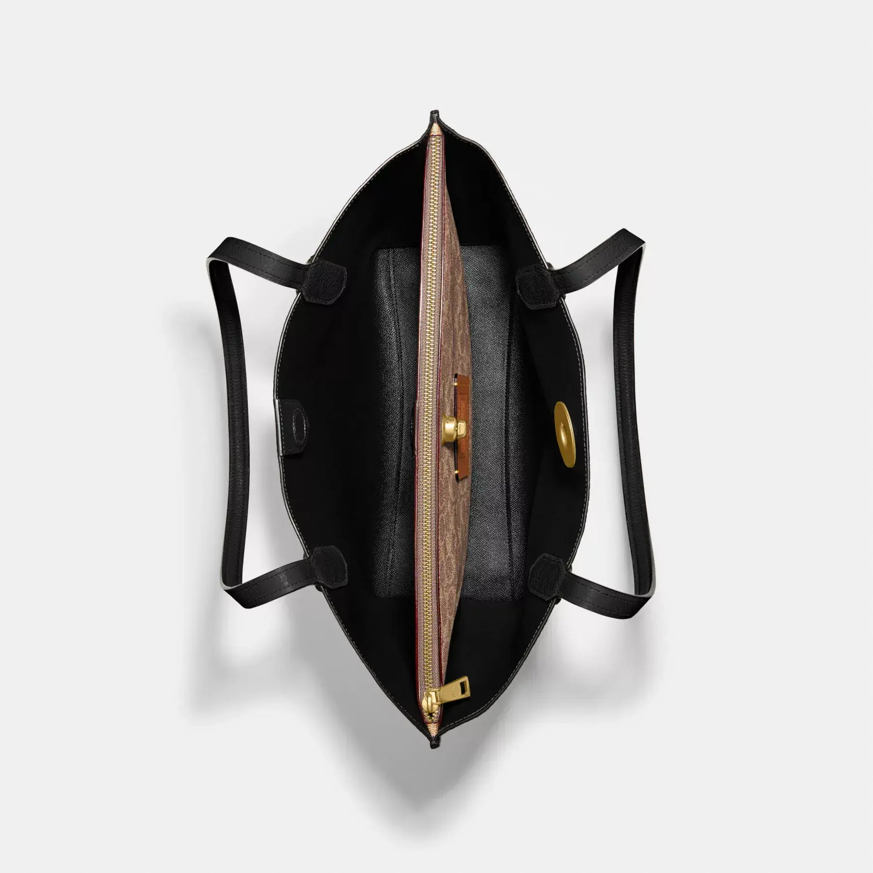 Willow Tote In Colorblock With Signature Canvas Interior Dark Stone Willow Tote In Colorblock With Signature Canvas Interior Dark Stone