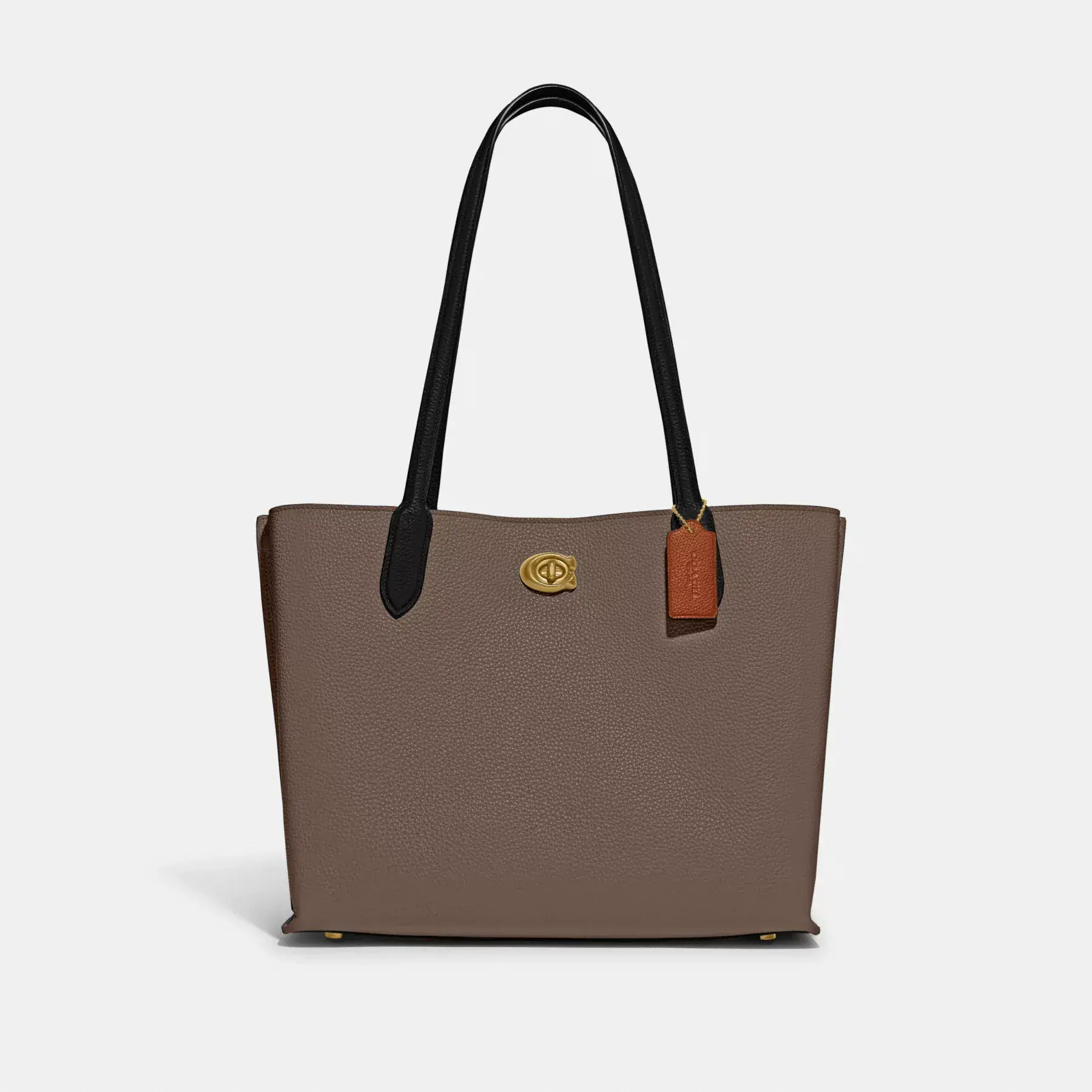 Willow Tote In Colorblock With Signature Canvas Interior Dark Stone